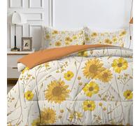 LSSLK Super King Duvet, White Reversible Coverless Duvet SuperKing Size, Soft All Seasons Comforter Machine Washable Microfiber Quilt with 2 Pillowcases, 220x260 cm, Floral