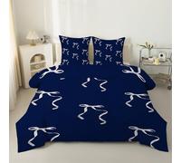 LSSLK White Bow Super King Duvet, Modern Minimalist Reversible Coverless Duvet SuperKing Size, Soft All Seasons Comforter, Machine Washable Microfiber Quilt with 2 Pillowcases, 220x260 cm #A99