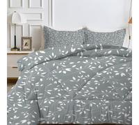 LSSLK White Leaves Super King Duvet 7.5 Tog, Plants Printed Reversible Coverless Duvet SuperKing Size, Soft Bedding Comforter Sets for All Seasons, Lightweight Quilt with 2 Pillowcases - 260x220 cm
