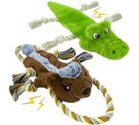 LSSYYQQ Interactive Dog Toys,No Stuffing Large Dog Squeaky Toys.Plush Dog Toy for Puppy, Small, Middle, Large Breeds,Not for Aggressive Chewers(Crocodile&Honey Badger)