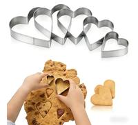 LSTCPGLAI 5 Pcs Stainless Steel Heart Cookie Cutter Set, Reusable Baking Tool with Multiple Sizes for Cookies, Cakes, Scones - Perfect for Valentine's Day & DIY Crafts