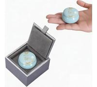 LSTCPGLAI Small Ceramic Urn for Human and Pet Ashes - Mini Funeral Urn with Premium Gift Box (4.5cm x 4.5cm x 3.2cm) (blue)