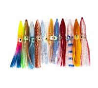LSTTBO 20Pcs Big Octopuses Skirt Trolling Lure Soft Fishing Baits Squids Skirts Accessory Colorful Squids Skirts