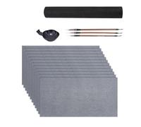 LSTTBO Beginner Calligraphy Set with 12 Water Writing Cloth Paper 3 Wood Handle Brush and Inks Dish for Writing Painting Calligraphy Practice Set