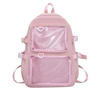LSTTBO College Student Large Capacity Nylon Backpack Itabag Japanese Clear Pockets School Bag for Anime Badges Pin Display Adjustable Strap Backpack