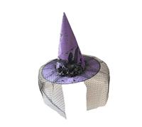 LSTTBO Elegant Witch Hat with Steel Wire Frame and Soft Netting Wizard for Halloween Costume Accessories Witch for Cosplays