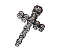 LSTTBO Gothic Skull Crosses Necklace Sturdy Alloy Chain Dark Vintage Skull Pendant Necklace for Everyday Wear Gothic Unisex Stainless Steel