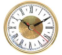 LSTTBO Miniature Clock Head Insert Replacement Gold/Silver Frame Roman/Arabic Numerals Round for Elegant Timekeeping Roman Numerals