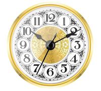 LSTTBO Miniature Clock Head Insert Replacement Gold/Silver Frame Roman/Arabic Numerals Round for Elegant Timekeeping Roman Numerals
