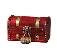 LSTTBO Vintage Wooden Desktop Storage Box with Lockable Lid for Jewelry Documents Cosmetics Dustproof Organiser Dustproof Wooden Document Organiser