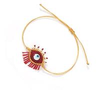 LSTTBO White Glass Bead Eye Charm Adjustable for Couples Jewelry Dopamine Inspired Design Wristchain Eye Charm BraceletAdjustable String
