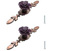 LSUAOSSUE Alloy Cabinet Pulls & Handles, Single Hole Ceramic Rose Door Knobs 2 pcs Multicolor Multiple Sizes(Purple Large)