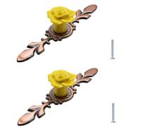LSUAOSSUE Alloy Cabinet Pulls & Handles, Single Hole Ceramic Rose Door Knobs 2 pcs Multicolor Multiple Sizes(Yellow Large)
