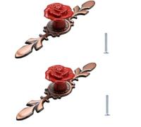 LSUAOSSUE Alloy Cabinet Pulls & Handles, Single Hole Ceramic Rose Door Knobs 2 pcs Multicolor Multiple Sizes(Red Large)