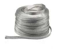 LSUAOSSUE Copper Braided Flat Braid Cable Ground Strap, Flat Tinned Braided Copper Wire Drain Cable Electric Stranded Bare(2.5#:1mmX5mmX10m/32.8ft)