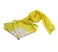 LSUAOSSUE Long dance fan, Belly Dance Fans Imitation Silk Multicolor Handmade(Yellow)