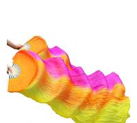 LSUAOSSUE Long dance fan, Belly Dance Imitation Silk Fan Veils Pack of 2 Multicolor 120x90cm(Color21-tw)