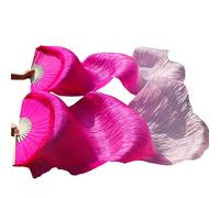 LSUAOSSUE Long dance fan, Belly Dance Imitation Silk Fan Veils Pack of 2 Multicolor 120x90cm(Color4-d)