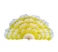 LSUAOSSUE Long dance fan, Imitation Silk Belly Dance Fan Multicolor 85 cm(Yellow)