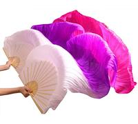 LSUAOSSUE Long dance fan, Imitation Silk Belly Dance Veil Fans Multicolor Multiple Sizes(3,120cm-90cm)