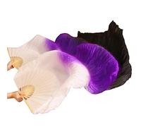 LSUAOSSUE Long dance fan, Imitation Silk Belly Dance Veil Fans Multicolor Multiple Sizes(Brown,180cm-90cm)