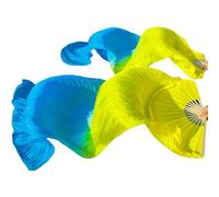 LSUAOSSUE Long dance fan, Imitation Silk Belly Dance Veil Fans Multicolor Multiple Sizes(Green,180cm-90cm)
