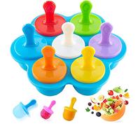 LSUO BAOFU Ice Lolly Moulds Silicone, Mini Popsicle Mold, 7-hole, Green, BPA Free, Dishwasher Safe