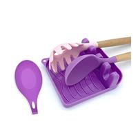 LSVGOE 2 Pack Multiple Utensil Spoon Rest with Drip Pad Non-Slip Heat Resistant Kitchen and Grill Spoon Holder for Spatula, Ladle, Tongs, Kitchen Gadgets, and Cooking Accessories (Noble Purple)