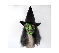 (LSWPMJ01) Wizard Green Face Horror Mask with Long Hair, Halloween Party Full Head