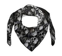 LSWQK Fashion Silk ScarfsBlack And White Skulls Printed Graceful Small Square Scarf Womens Head Scarf Neck Scarves for Hair Wrapping And Sleeping at Night0ne Size, Black and White Skulls, One Size