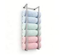 LSWYYP Bathroom Towel Storage Rack,72cm/28inch Space Saving 6 Bar Holder, No Drill Adhesive/Wall Mounted, Rustproof 304 Stainless Steel for RV, Sauna, Small Bathroom