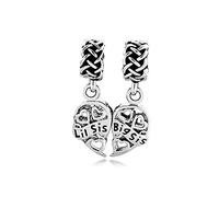 LSxAB 2Pcs Heart Love Big Sister Little Sister Charm Compatible with Pandora Charms Bracelets