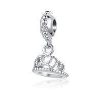 LSxAB April Clear Birthstone Queen Crown Charm Compatible with Pandora Bracelets Birthday Gifts for Mother Girlfriend Daughter Her Women