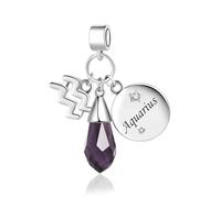 LSxAB Aquarius Constellation Charm for Women Horoscope Zodiac Sign Birsthone Birthday Charms Compatible with Pandora Bracelets
