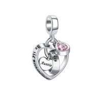 LSxAB Auntie I Love You to The Moon and Back Charm Compatible with Pandora Charms Bracelets Birthday Christmas Jewelry Gifts