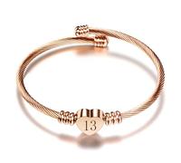 LSxAB Birthday Gift for Women Girls Rose Gold Lucky Number 13 Birthday Bracelet Cuff Bangle Jewellery Gift