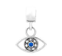 LSxAB Blue Evil Eye Charm Hamsa Hand Amulet Good Luck Jewellery Compatible with Pandora Charms Bracelets