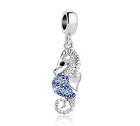LSxAB Blue Seahorse Dangle Charm Compatible with Pandora Charms Bracelets