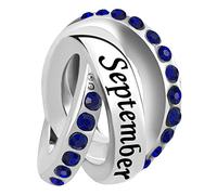 LSxAB Blue September Birthstone Happy Birthday Charm Compatible with Pandora Charms Bracelets