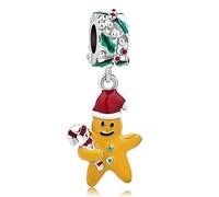 LSxAB Christmas Gingerbread Man Charm Compatible with Pandora Charms Bracelets