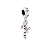LSxAB Christmas Santa Claus's Candy Cane Charm Compatible with Pandora Charms Bracelets