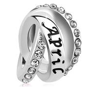 LSxAB Clear April Birthstone Happy Birthday Charm Compatible with Pandora Charms Bracelets
