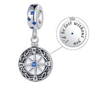 LSxAB Compass Charm for Mum Sister Friend I'd be Lost Without You Compatible with Pandora Charms Bracelets