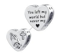 LSxAB Cross Praying Hands You Left My World But Never My Heart Charm Compatible with Pandora Charms Bracelets