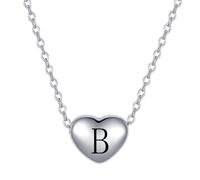 LSxAB Dainty B Initial Heart Pendant Necklaces for Women Adjustable Choker Tiny Letter Name Necklaces Stainless Steel Jewellery Gifts Perfect for Her Birthday