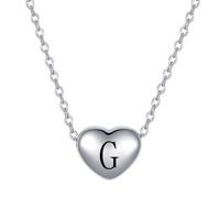 LSxAB Dainty G Initial Heart Pendant Necklaces for Women Adjustable Choker Tiny Letter Name Necklaces Stainless Steel Jewellery Gifts Perfect for Her Birthday