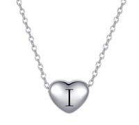 LSxAB Dainty I Initial Heart Pendant Necklaces for Women Adjustable Choker Tiny Letter Name Necklaces Stainless Steel Jewellery Gifts Perfect for Her Birthday