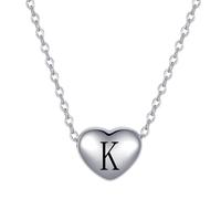 LSxAB Dainty K Initial Heart Pendant Necklaces for Women Adjustable Choker Tiny Letter Name Necklaces Stainless Steel Jewellery Gifts Perfect for Her Birthday