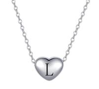 LSxAB Dainty L Initial Heart Pendant Necklaces for Women Adjustable Choker Tiny Letter Name Necklaces Stainless Steel Jewellery Gifts Perfect for Her Birthday