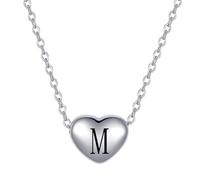 LSxAB Dainty M Initial Heart Pendant Necklaces for Women Adjustable Choker Tiny Letter Name Necklaces Stainless Steel Jewellery Gifts Perfect for Her Birthday